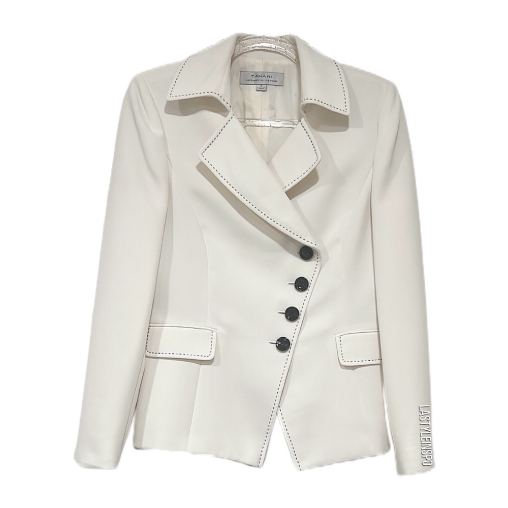 Tahari Double Breasted Blazer in White Cream Size 6